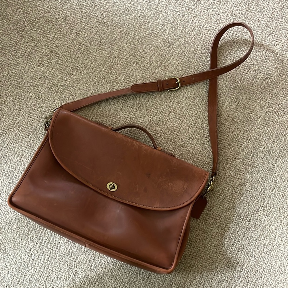 Coach Stewardess Style Leather briefcase - chestnut brown